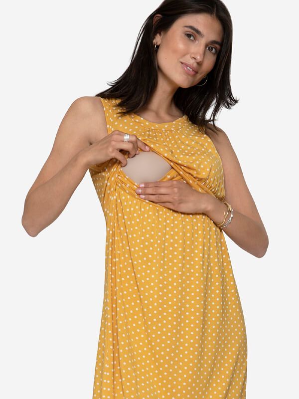 Rochie pentru sarcină şi alăptare Zoo Yellow Dots
